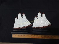(2) Cast iron ship bookends
