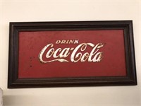 Vintage Metal Coca-Cola Framed Advertising Sign