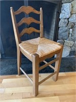 Pine Chair with Rush Seat & Matching Mirror