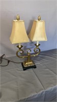 Modern brass double lamp. 
28 in tall
17 in