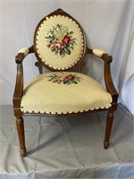 FRENCH STYLE NEEDLEPOINT ARM CHAIR