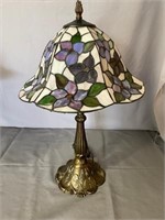 TIFFANY STYLE LEADED GLASS LAMP  27 TALL, 16 WIDE