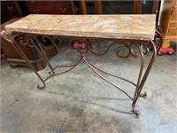 MARBLE AND IRON CONSOLE TABLE