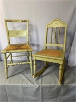 PAINT DECORATED CHAIR AND ROCKER