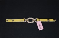 Designer Rhinestone / Leather Bracelet -  Natashia