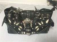 Cowgirl Trendy Black/White Studded Purse