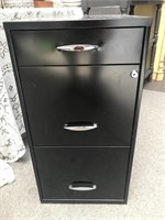 3 Drawer Locking Black File Cabinet w/Keys