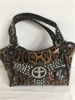 Rustic Coutures Animal Print w/Bling Cross Purse