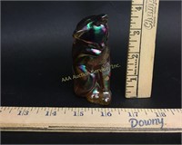 Fenton Hand Painted Iridescent Glass Cat Artist Si