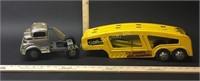 Structo Silver Semi Tractor & Yellow Auto Trailer