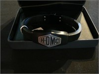 Harley black and silver leather bracelet, men's