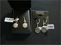 2 pair sterling pierced skull earrings