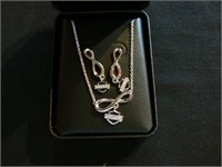 Sterling earrings and necklace logo set