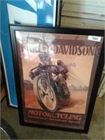 Harley Davidson framed advertise-approx32"Tx22"W