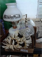 2- white glass lamps- untested