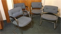 Set of 4 Metal Framed Upholstered Chairs