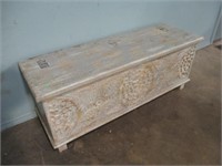 CARVED FRONT BLANKET BOX - NEWER 50"LONG x 20" TAL