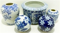 * Blue & White Oriental Style Vases & Decorative