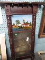 COLONIAL MIRROR W REVERSE PAINTED CHURCH