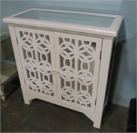 WHITE HALL STAND W/MIRRORED TOP & SIDES