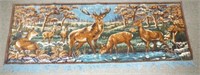 Vintage Fringed Buck and 5 Doe Wall Rug - Cool