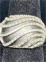 Sterling DIAMOND RING DOME TYPE ;