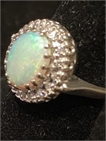 14K WG OPAL & DIAMOND HALO FASHION RING