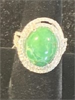ONE 925 SILVER OVAL DYED GREEN BERYL (EMERALD)