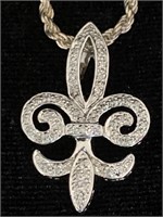STERLING NECKLACE AND DIAMOND PENDANT