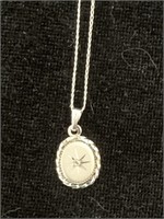 STERLING NECKLACE W/ OVAL PENDANT