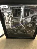 Framed Texaco motorcycle picture