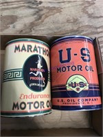 US motor oil/marathon oic can & bank-empty
