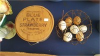 Wire Egg Basket & Lidded Wood Bucket