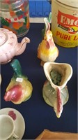 3 Rooster & Hen Pottery Figures