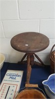 Antique Wood Adjustable Height Piano Stool