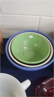 1940's Colored Pottery Stacking Bowls 3