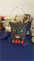 Large Black Cat Halloween Paper Mache Candy Bucket