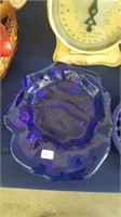 Vintage Cobalt Blue Lumpy Glass ashtray