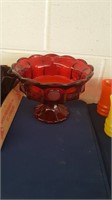 Large Red Fostoria Coin Glass Compote