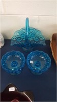 Blue Moon & Stars Basket & candleholders