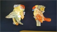 Pair Lusterware Bird Wallpockets