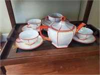 Orange & White Czechoslovakia tea set