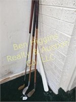 Old wooden shaft golf clubs