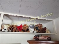 2 Shelves of Beanie Babies & stuffed animals