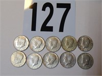 10  1968 Kennedy Half Dollars  40% Silver