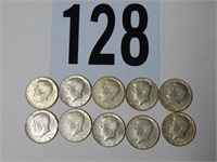 10 1968  Kennedy Half Dollars  40% Silver