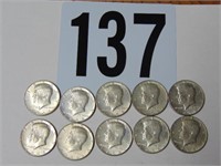 10 1966 Kennedy Half Dollars  40% Silver