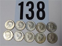 10 1965 Kennedy Half Dollars  40% Silver