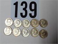10 1964 Kennedy Half Dollars  90% Silver