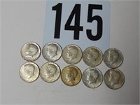 10  Kennedy Half Dollars  40% Silver